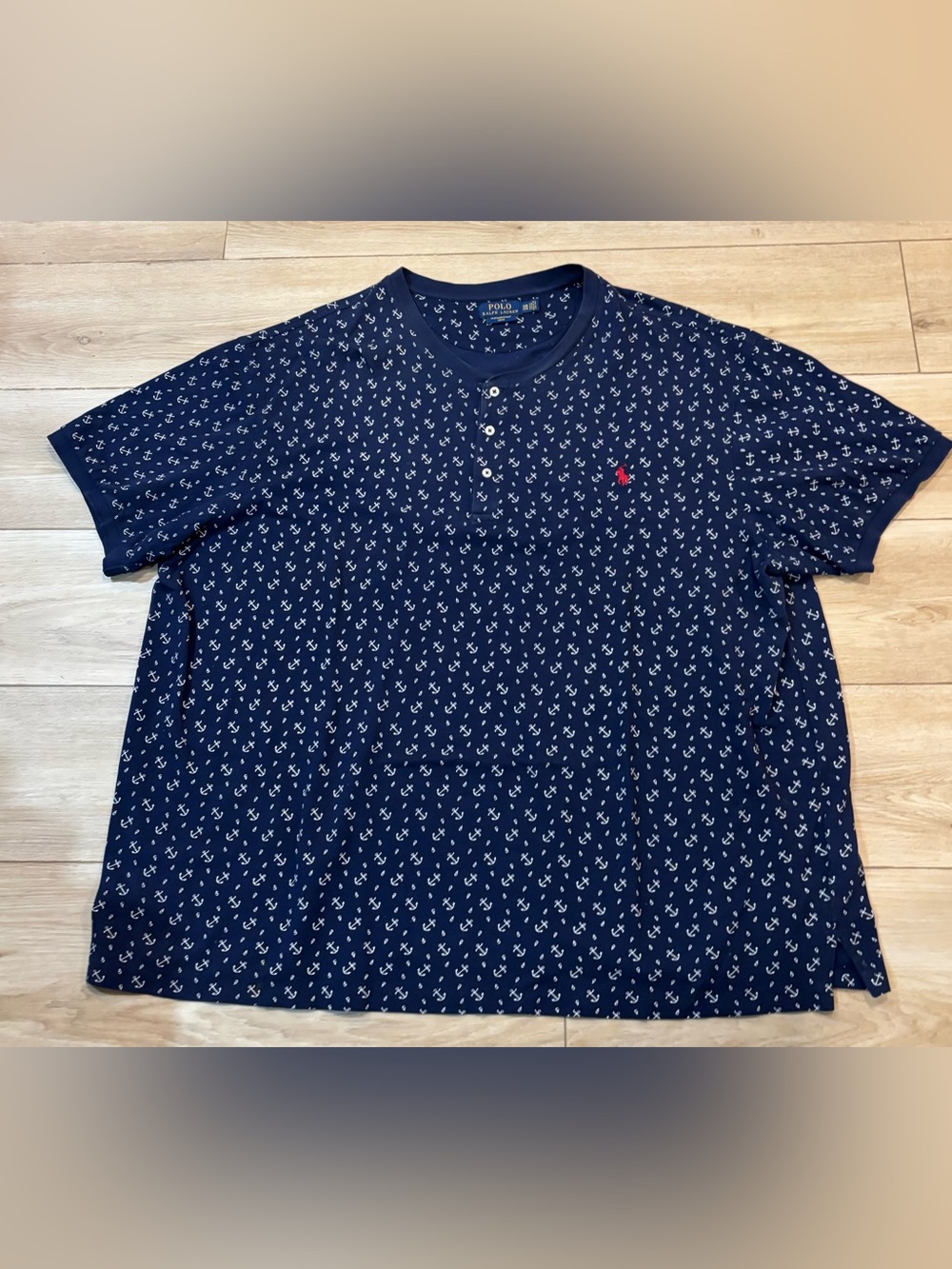 Polo Ralph Lauren Anchor Short Sleeve Henley Size 2XB navy blue red
